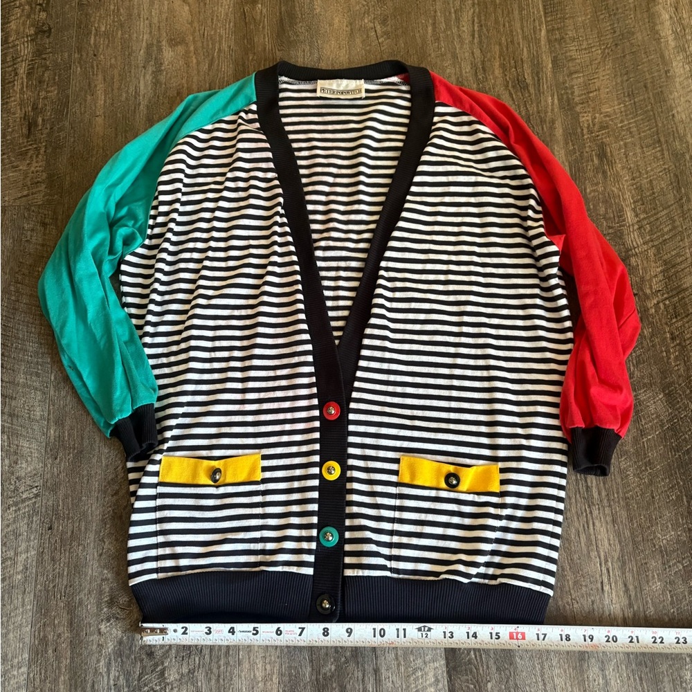 Vintage Peter popovitch Striped Multicolor Cardigan Sweater - Picture 2 of 4